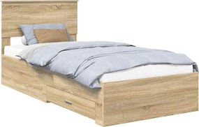 vidaXL Σκελετός Κρεβατιού Sonoma Δρυς 90 x 190 cm Επεξεργασμένο Ξύλο