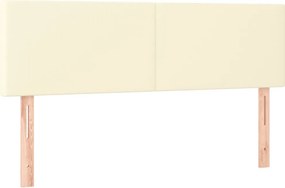 vidaXL Κρεβάτι Boxspring με Στρώμα Κρεμ 140x200εκ. από Συνθετικό Δέρμα