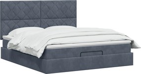 vidaXL Κρεβάτι Ottoman με Στρώμα και LED Σκούρο Γκρι 180 x 200 cm