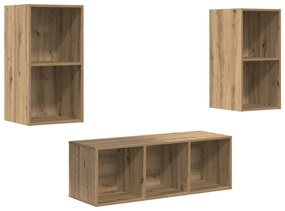 vidaXL Σετ Τηλεοπτικού Κάδου 3 pcs artisan δρυς 37 x 37 x 107 εκ