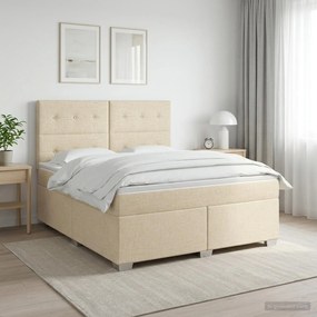 vidaXL Κρεβάτι box spring με στρώμα Κρεμ 140 x 200 cm Ύφασμα