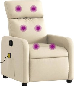 vidaXL Πολυθρόνα Μασάζ Ανακλινόμενη Κρεμ Υφασμάτινη