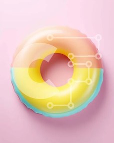 Intra Συλλεκτικό Ξύλινο Παζλ Plywood  4mm - Πολύχρωμο φουσκωτό δαχτυλίδι στην άμμο Σε Ξύλινο Κουτί - Διαστάσεις Puzzle: 10x10 cm – 25 κομμάτια