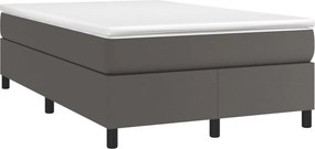 vidaXL Κρεβάτι Boxspring με Στρώμα Γκρι 120x200εκ. από Συνθετικό Δέρμα