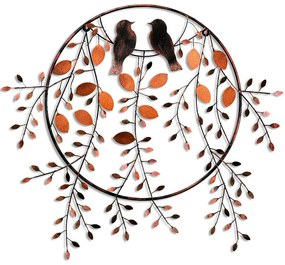 Διακοσμητικό Τοίχου Love of Birds 930DYU1235 75x86cm Black-Copper Wallity Μέταλλο