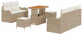 vidaXL Σετ Καναπέ Κήπου Ρυθμιζόμενο ύψος 8 pcs Μπεζ συνθετικό ρατάν