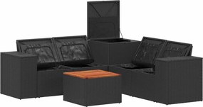 vidaXL Σετ Καναπέ 6 τμχ. Μαύρο 55 x 55 x 37 εκ Πολυ-ρακί και Χάλυβας