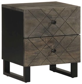 Κομοδίνα 2 τεμ. Μαύρα 40 x 33 x 46 εκ. από Μασίφ Ξύλο Μάνγκο - Μαύρο
