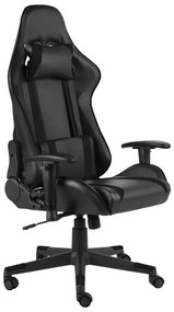 Καρέκλα Gaming Περιστρεφόμενη Μαύρη από PVC - Μαύρο