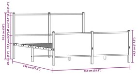 Μεταλλικό πλαίσιο κρεβατιού χωρίς στρώμα Δρυς sonoma 137x190 cm - Καφέ