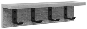 vidaXL Τοίχου Κρεμάστρα με ράφι Γκρι sonoma 40 x 10.5 x 10.5 εκ