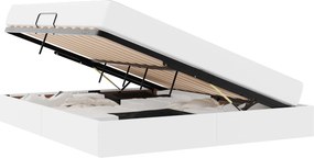 vidaXL Κρεβάτι με αποθηκευτικό χώρο και στρώμα 2 pcs Λευκό Δέρμα