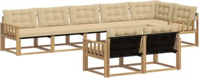 vidaXL Σειρά Καναπέ Εξωτερικού με μαξιλάρι 8 pcs Λευκό και Μπεζ
