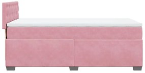vidaXL Κρεβάτι Boxspring με Στρώμα Ροζ 90x190 εκ. Βελούδινο