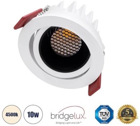 Χωνευτό Σποτ Downlight LED TrimLess 10W Κινούμενο-Λευκό-Μαύρο Φυσικό 4500K LEO-R 60282 Globostar-60282-Λευκό 60282