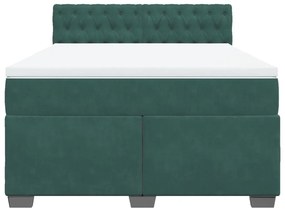 Κρεβάτι Boxspring με Στρώμα Σκούρο Πράσινο 140x200εκ. Βελούδινο - Πράσινο