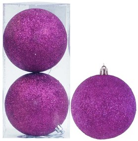Set/2 τεμ Χριστουγεννιάτικες Μπάλες Φούξια Glitter 10cm 236014
