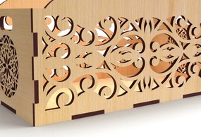 Σετ των 2 Intra απο ξύλο plywood  Χρώμα wenge 3mm-4mm πάχος - Διακοσμητικό κουτί δώρου Δίσκος κοπής με λέιζερ Δίασταση 15x15 cm INTRAFABR-120781518