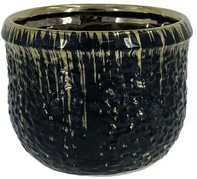 Κασπώ Σαγρέ 06-20018 Φ14,5x12cm Black-Gold Marhome Κεραμικό
