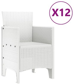 vidaXL Σέτ φαγητού για κήπο 13 pcs Λευκό Πολυ ράταν