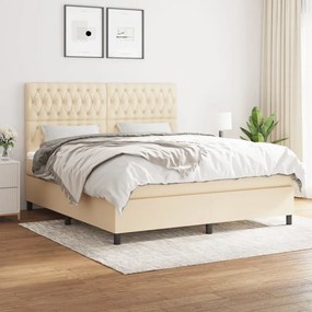 vidaXL Κρεβάτι Boxspring με Στρώμα Κρεμ 180x200 εκ. Υφασμάτινο