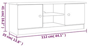 Έπιπλο Τηλεόρασης ALTA 112 x 35 x 41 εκ. από Μασίφ Ξύλο Πεύκου - Καφέ