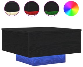 vidaXL Τραπεζάκι σαλονιού με LED φώτα Μαύρο Δρυς 55x55x31 εκ.