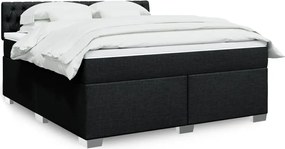 vidaXL Κρεβάτι Boxspring με Στρώμα Μαύρο 180x200 εκ. Υφασμάτινο