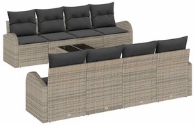 vidaXL Σετ Καναπέ Κήπου με μαξιλάρι 9 pcs Γκρι 55 x 55 x 37 εκ