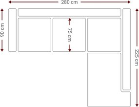 Γωνιακός καναπές Hanson-Gkri Anoixto-Δεξιά