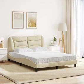 vidaXL Κρεβάτι με Στρώμα Hvar Κρεμ 120x200 εκ. Υφασμάτινο