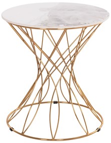 ΒΟΗΘΗΤΙΚΟ ΤΡΑΠΕΖΑΚΙ RUDY HM18037.01 ΚΕΡΑΜΙΚΟ TOP ΛΕΥΚΟ-ΜΕΤΑΛΛΟ ΧΡΥΣΟ Φ45x48,5Υεκ. (1 Τεμμάχια)