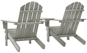 vidaXL Καρέκλες Κήπου Adirondack με Τραπέζι Γκρι από Μασίφ Ξύλο Ελάτης
