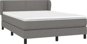 vidaXL Κρεβάτι Boxspring με Στρώμα Σκούρο Γκρι 140x190 εκ. Υφασμάτινο