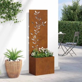 vidaXL Γλάστρα Κήπου με Διακοσμητική Πάνελ Σκ rusty 50 x 140 cm