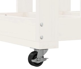 vidaXL Ξυλοθήκη με Τροχούς Λευκή 40x49x110 εκ. από Μασίφ Ξύλο Πεύκου