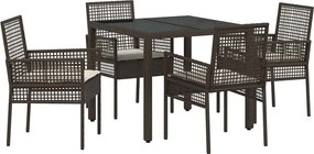 vidaXL Σέτ φαγητού για κήπο 5 pcs Καφέ συνθετικό ρατάν
