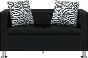 vidaXL Καναπές Διθέσιος Μαύρος από Συνθετικό Δέρμα