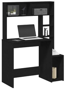 Γραφείο με Ράφια Μαύρο 100x45x140 εκ. από Επεξεργασμένο Ξύλο