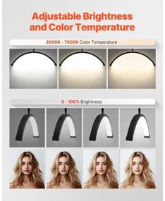 Half Moon Light for Esthetician 23inch Dimmable LED Floor Lamp Lash Light Arched