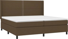 vidaXL Κρεβάτι Boxspring με Στρώμα &amp; LED Σκ.Καφέ 200x200εκ. Υφασμάτινο