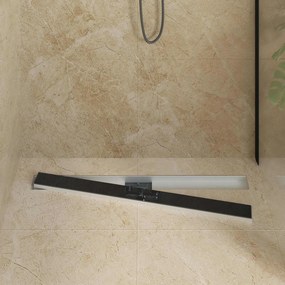 vidaXL Εκροή ντους με γυάλινη επικάλυψη Μαύρο 100 cm