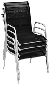 Καρέκλες Κήπου Στοιβαζόμενες 4 τεμ. Μαύρες από Ατσάλι/Textilene - Μαύρο