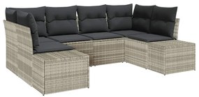 vidaXL Σετ Καναπέ Κήπου με μαξιλάρι 6 pcs Ανοιχτό γκρι Πολυ ράταν