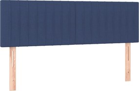vidaXL Κρεβάτι Boxspring με Στρώμα Μπλε 140x200 εκ. Υφασμάτινο