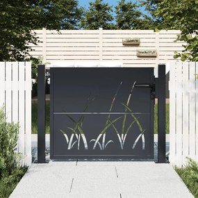 Πύλη Κήπου με Σχέδιο Γρασίδι Ανθρακί 105x80 εκ. Ατσάλινη - Ανθρακί