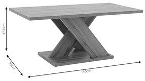 Τραπέζι σαλονιού Solange pakoworld χρώμα γκρι antique 110x55x47.5εκ - 049-000062