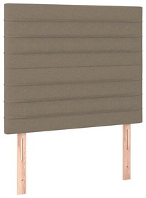 vidaXL Κρεβάτι Boxspring με Στρώμα &amp; LED Taupe 90x190 εκ. Υφασμάτινο