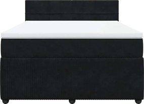 vidaXL Κρεβάτι Boxspring με Στρώμα Μαύρο 160x200 εκ. Βελούδινο