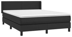 Κρεβάτι Boxspring με Στρώμα Μαύρο 140x190εκ.από Συνθετικό Δέρμα - Μαύρο